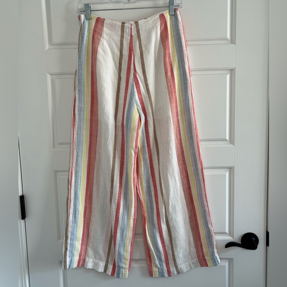 Mi Ami Womens Striped Linen Blend Wide Leg Psnts Slacks Beachy Grandma Chic M - Picture 9 of 16